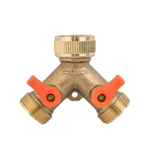 Trójnik GW 3/4" x 2 GZ 3/4" z zaworami kulowymi MOSIĄDZ
