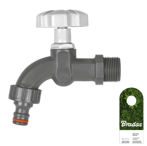 Kran 3/4" + przyłącze na kran, plastikowy