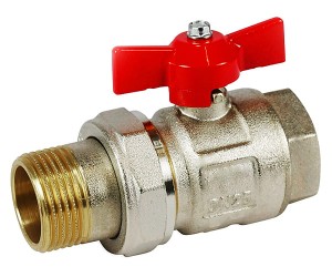 Zawór kulowy mos.śrubunek, czerw. motylek - 1" GW/GZ