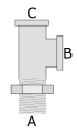 Trójnik L gz M22 nakr / gw M16 / gw M16