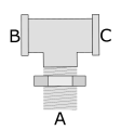 Trójnik T  gw M16 / gz M22 nakr / gw M16