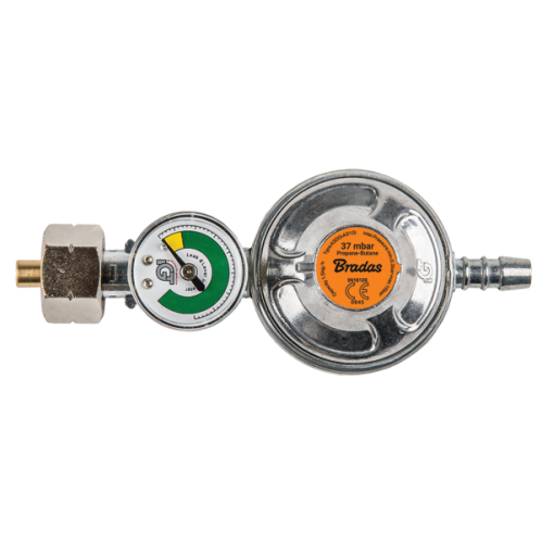 Reduktor gazowy 37 mbar 1,5kg z zaw. bezp. + manometr na wąż 9-10mm